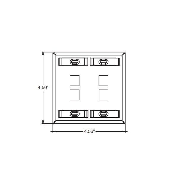 Leviton 42080-4WP 4-Port Dual Gang QuickPort Wallplate – With ID Windows, White, For Snap-in Modules & Multimedia Setups