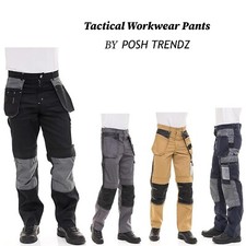Men Construction Tactical Work Trousers Carpenter Heavy Duty Workwear Pants
