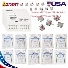 AZDENT Dental Orthodontic Brackets Braces MBT 022/Super Elastic Niti Arch Wire
