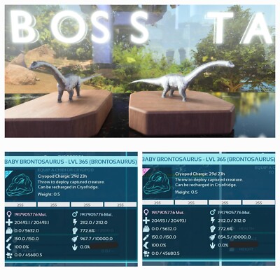 ARK ASCENDED PVE OFFICIAL PAIR BABY BRONTO ID255 HIGH STATUS PS5/PC/XBOX