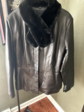 Nwt Women Wilson Leather Jacket Pelle Studio Black Leather Detachable Collar Xl