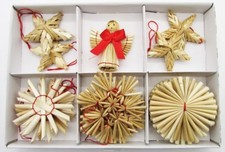 72 Weihnachtsanhänger Stroh Ø 6 cm Strohsterne Engel Strohanhänger