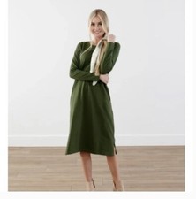 Sweetsalt Shift Dress Olive Green Round Neck Size Medium