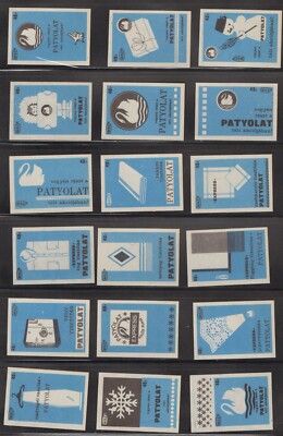MATCHBOX ETIKETTEN UNGARN - Patyolat Wäscheservice, blau/schwarz, 18er Set, 1968 - **