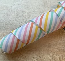 5 yds. SPRING STRIPE PRINT WIRE EDGE RIBBON 2.5" WIDE - Multicolor