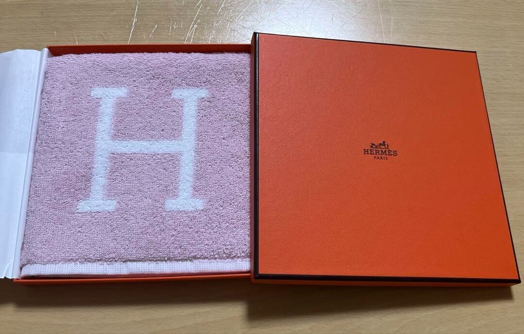 タオル HERMES HERMES Avalon Hand Towel 100% Cotton Pink 13.2in x 13.2in New in