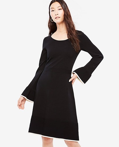 New Ann Taylor Women Black Ruffle 