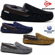 MENS MOCCASINS SLIPPERS LOAFERS MEMORY FOAM SHEEPSKIN FUR LINED WINTER SHOES SIZ