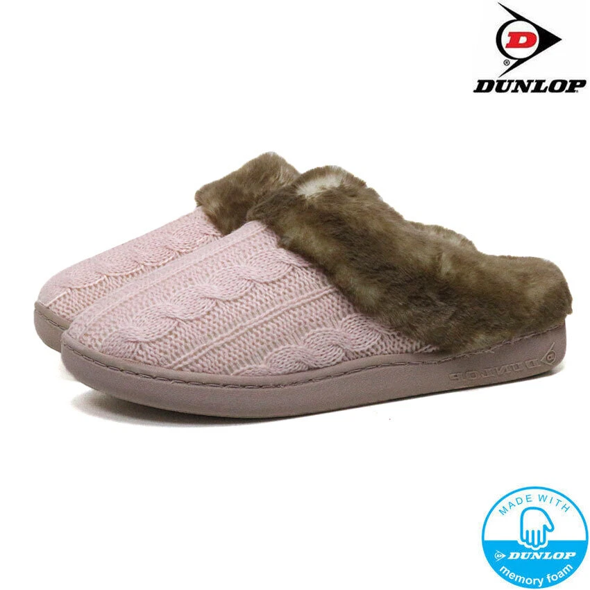 LADIES SLIPPERS WOMEN DUNLOP MEMORY FOAM FUR THERMAL MULE BOOTS WARM CLOGS SIZE - Image 4 of 4