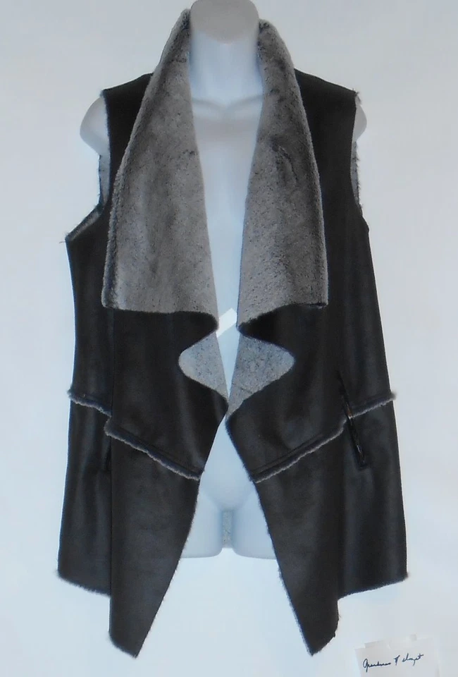 Jones New York Signature Woman Plus Size Faux Leather Asymmetrical Vest 1X NWT - Image 2 of 4