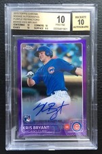 ⚾ #/250 Kris Bryant BGS 10 PRISTINE 2015 Topps Chrome Purple Refractor Auto RC 