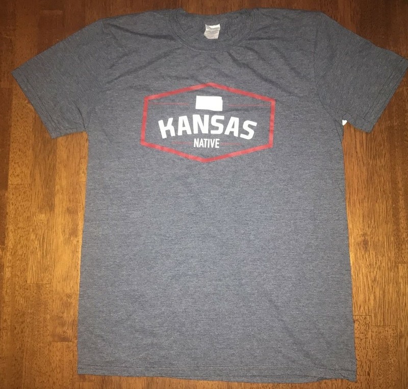 Kansas Native Graphic T-Shirt Men's Medium Dark Gray Short Sleeve