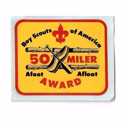 Vintage BSA Aufkleber Sticker 50 Miler Afoot Afloat Award BSA Boy Scouts of America Kunst