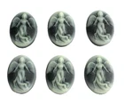 16 Vintage White /Black 21x16mm Flying Full Figure Angel Resin Cameos Cabochon