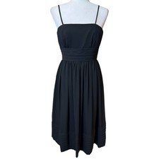 Wtoo by Watters Black Chiffon Dress Women 6 Spaghetti Strap Empire Waist LBD