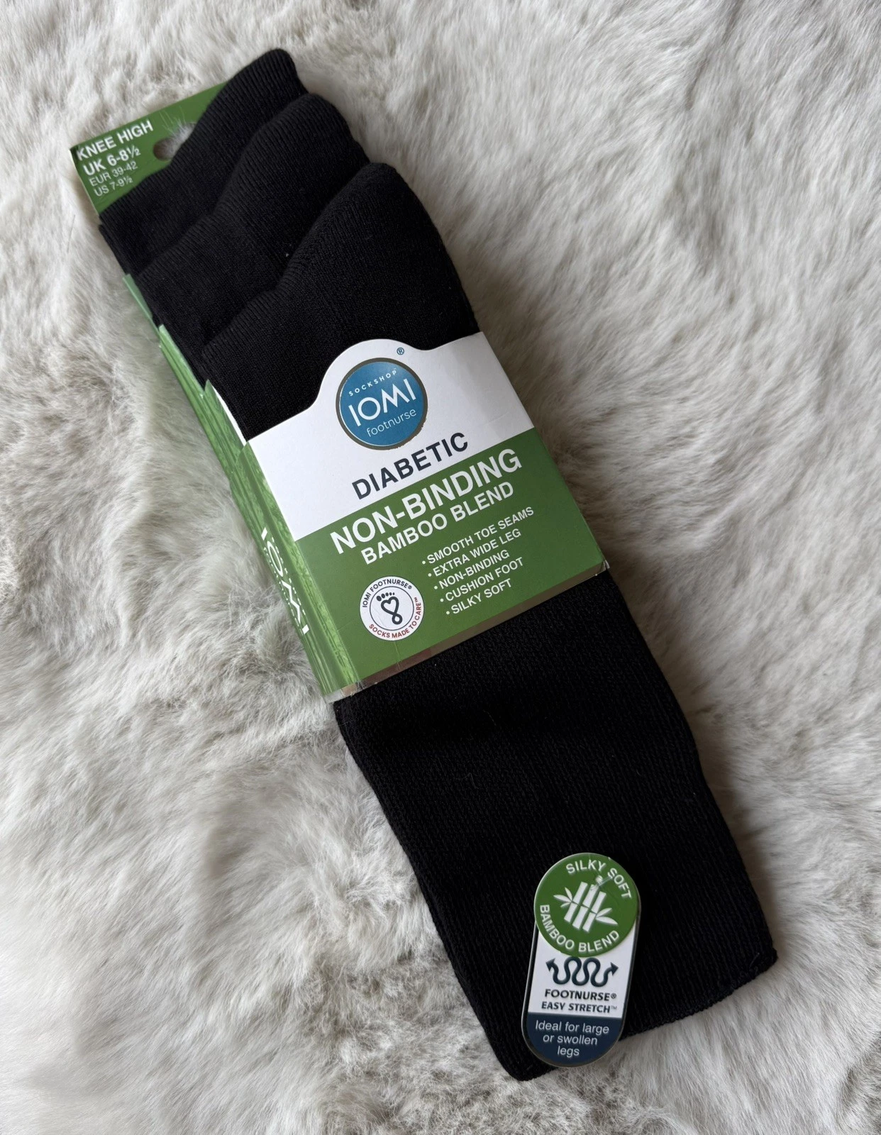 Mens Womens Diabetic Socks Knee High Bamboo Cushion Foot 3 Pairs- IOMI FootNurse
