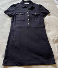 LOFT Women’s Dress Size 6 Black Short Sleeve Shirt Dress Button Pockets Stretch