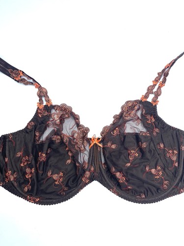 NWT Prima Donna Womens Sheer Lace Detail Adjustable Full Coverage Bra Brown 40E