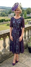 Jacques Vert Midi dress size 14 Purple Lace Evening Mother Of The Bride Wedding