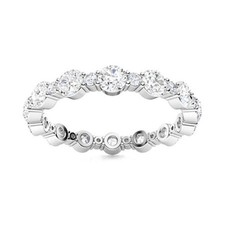 925 Sterling Silver 4MM Round White Topaz Full Eternity Band Ring For Women