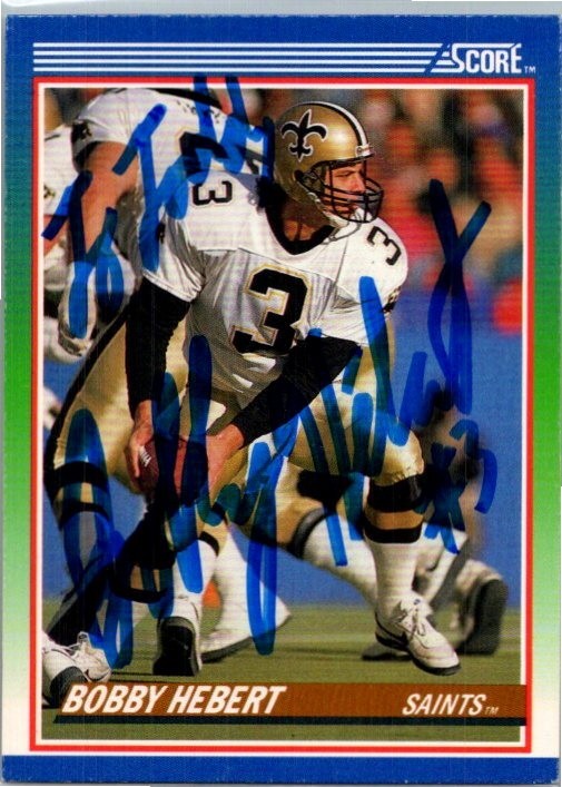 1990 -Bobby Hebert- Score Autograph/Signed/Auto Football Card #45 Saints