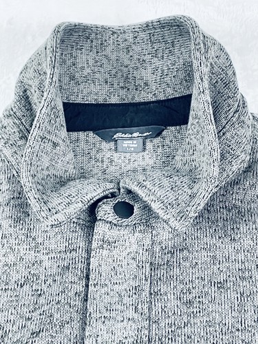 Eddie Bauer Jacket Mens Large Gray Full Snap Fleece Shirt Pocket Outdoor Layer - Picture 3 of 22