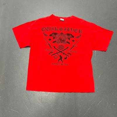 Vintage y2k red Quicksilver big print graphic grunge skater tee tshirt