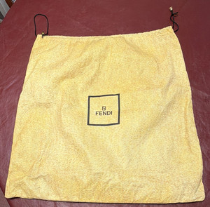 FENDI Beige Yellow Drawstring Shoe Dust Bag Pouch, Made in Italy