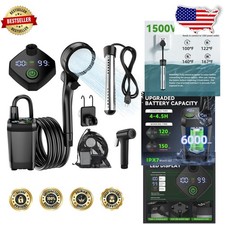 Electric Camping Shower with Immersion Heater, 6000mAh Rechargeable Battery