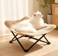 Elevated Cooling Cat Bed for Summer, Raised Pet Seat with Sisal Mat L