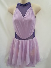Light Dark Purple Lyrical Contemporary Dance Costume Dress Mesh Large Child LC