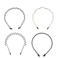 WEIMAISI 4pcs Black Metal Wavy Non Slip Hair Hoop Headband Accessories