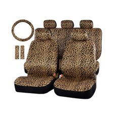 Autofan Leopard Car Seat Covers Full Set With Steering Wheel Cover 2 Seat Bel... Autofan Leopard Car Seat Covers Full Set With Steering Wheel Cover 2 Seat Bel...