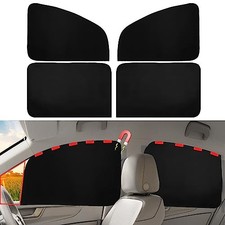 Car Window Shades Magnetic - Side Window Sun Front Back 4pcs Black-Suedette
