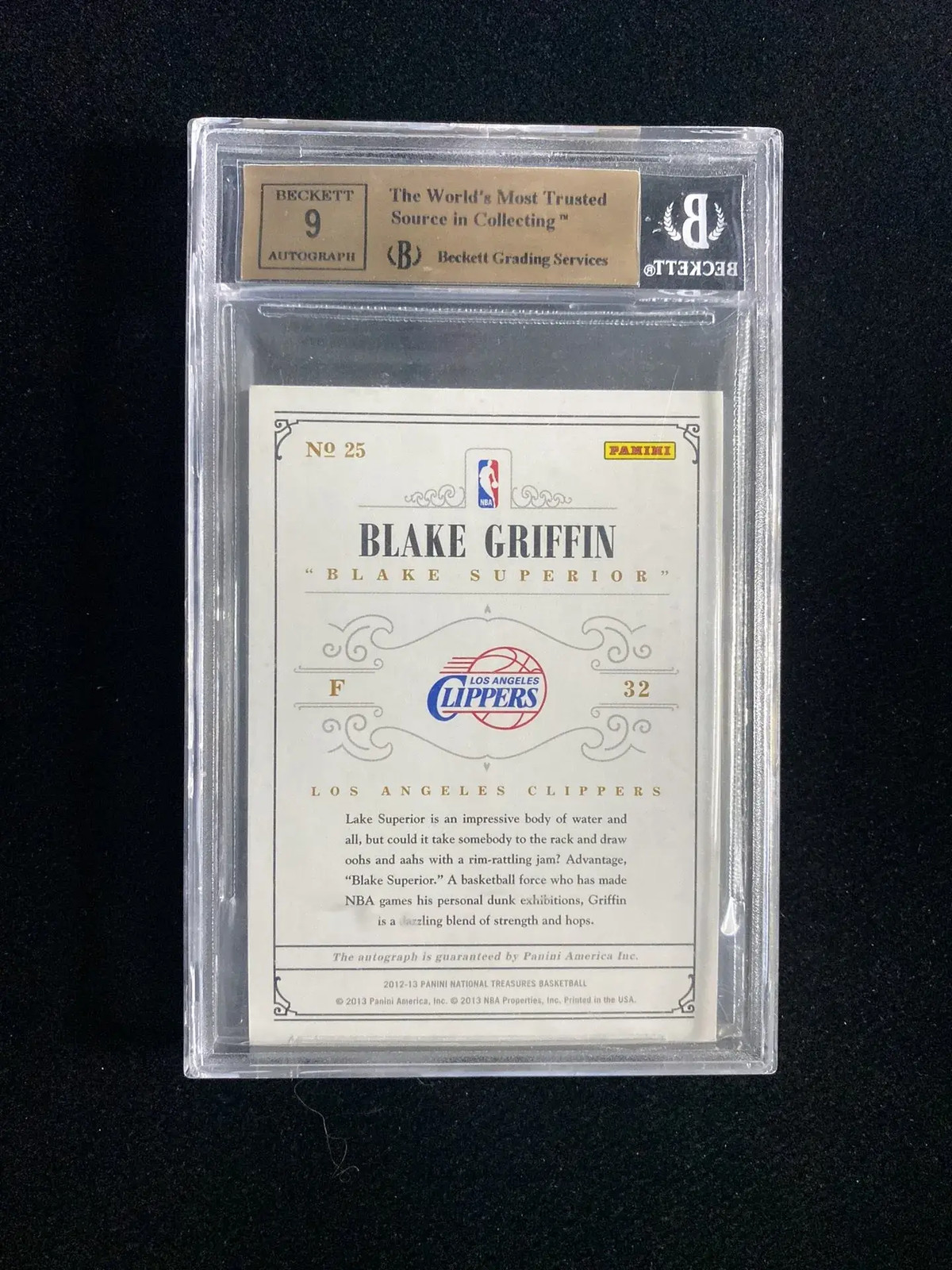 2012 National Treasures Blake Griffin  Nicknames Auto Gold 36/49 BGS 9.5 IR37 view 2