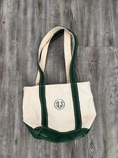 Vtg LL Bean Boat and Tote Bag Canvas Zip Top Green Made in USA