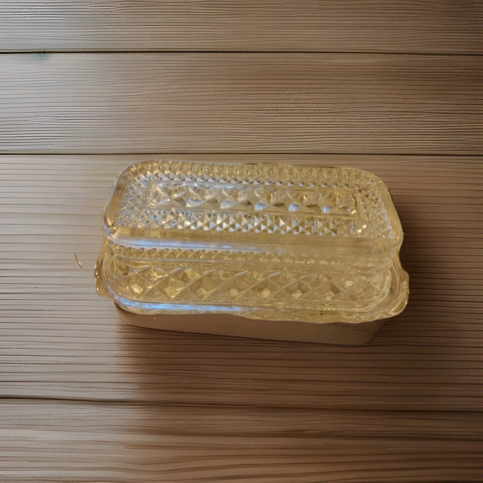 Crystal Heavy Weight Butter Dish Beautiful for Holliday Events Dining Table