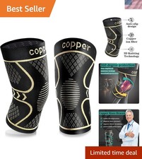 Copper Compression Knee Brace for Knee Pain Women  Men 2 Pack, Medium