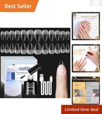Beetles Gel Nail Kit with 504pcs Short Almond Tips LED Lamp - 9 in 1 Essence