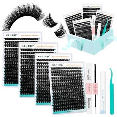 728Pcs Lash Clusters Kit 2 Styles Fluffy False Lashes with Waterproof Bond and S