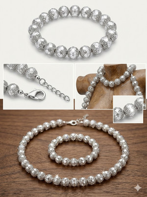 East Multi-Facettierte Kristall Halskette & Armband Set Silber Vermeil Finish 16''-19''