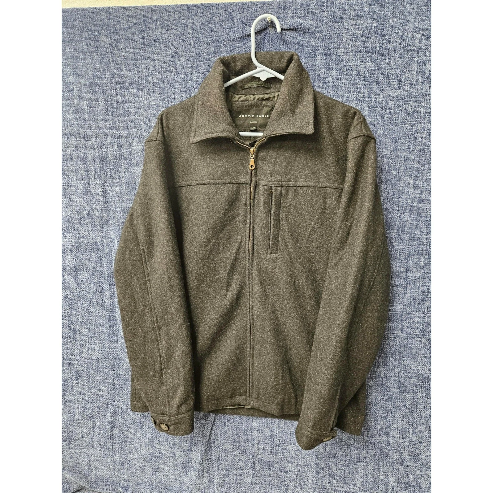 Arctic Eagle Classics Mens Gray Wool Blend Full Zip Jacket Size Large image 1