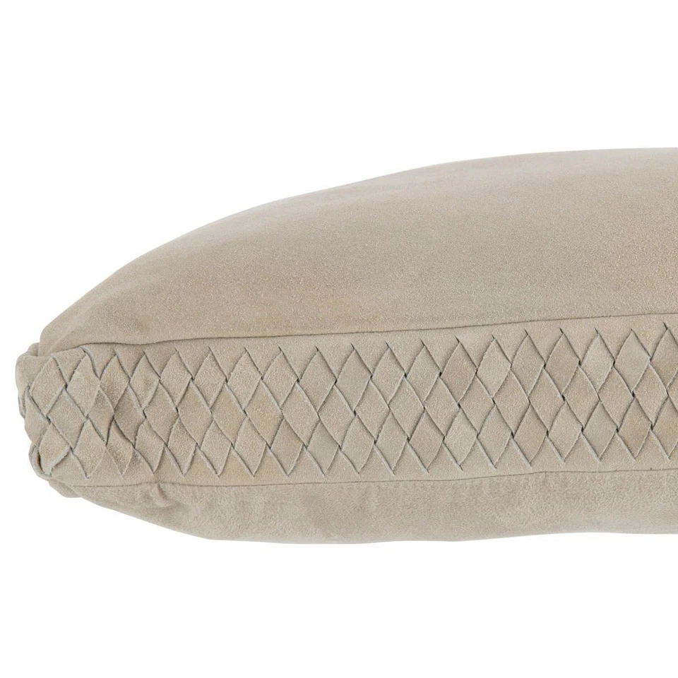 Coussin Tissé en Cuir "Coleman" 45x45cm Gris - Photo 3/3