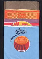 4 pcs - "Various" Records Original Co 7" 45RPM Paper Sleeves - Lot - Used