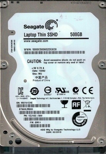 Seagate ST500LM000 SSD Hybrid PN: 1EJ162-505 FW: SM29 500GB