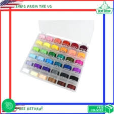 36 Pcs Sewing Thread with Bobbins Set in Storage Case Assorted Colors Polyester.