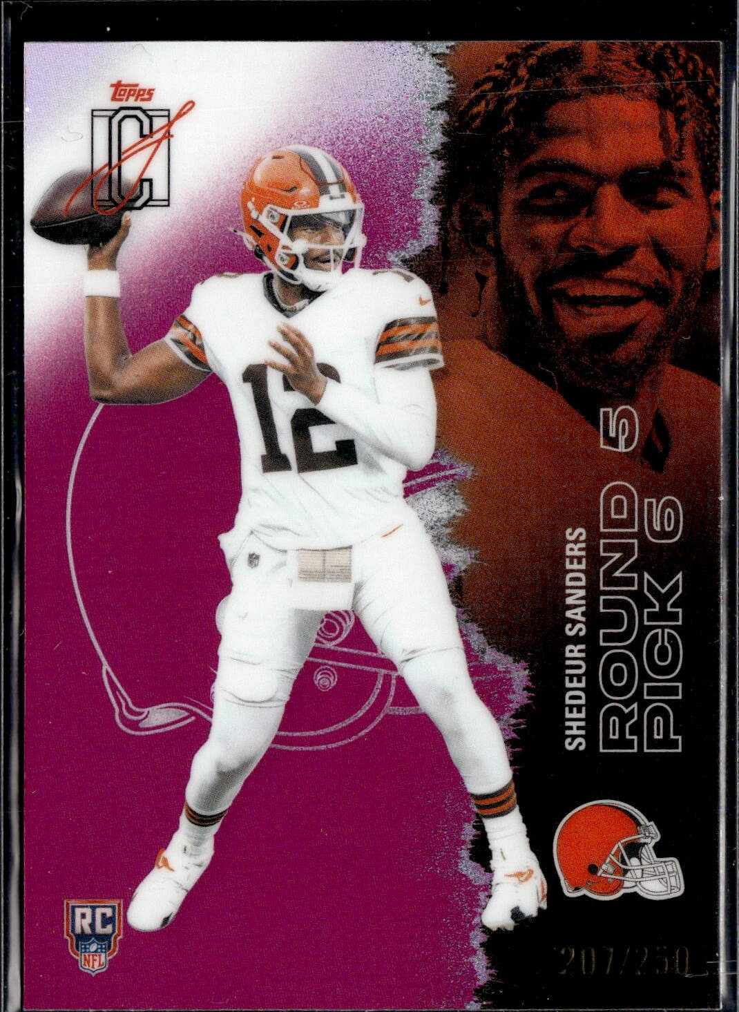 2025 Topps Signature Class #228 Shedeur Sanders Chrome Magenta Refractor #/250
