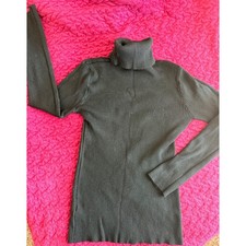 Black Ribbed Turtleneck Sweater Kids Long Sleeve Knit Top Solid Color Classic