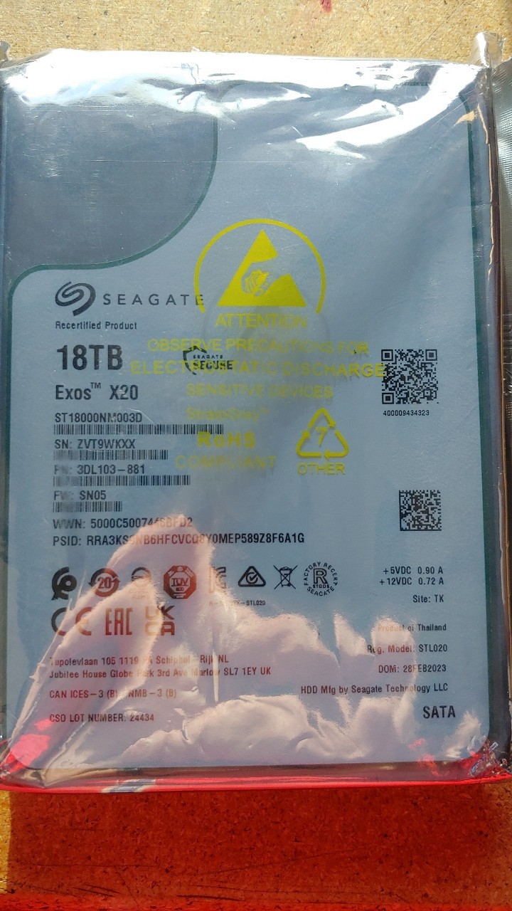 Seagate ST16000NM001G Exos 16TB HDD X16 SATA 7200RPM 3.5" Enterprise Hard Drive