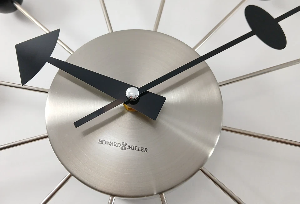 RELOJ DE PARED BOLA ESTILO MEDIADOS DE SIGLO HOWARD MILLER retro reproducción moderna ¡Funciona! Foto 2 de 4